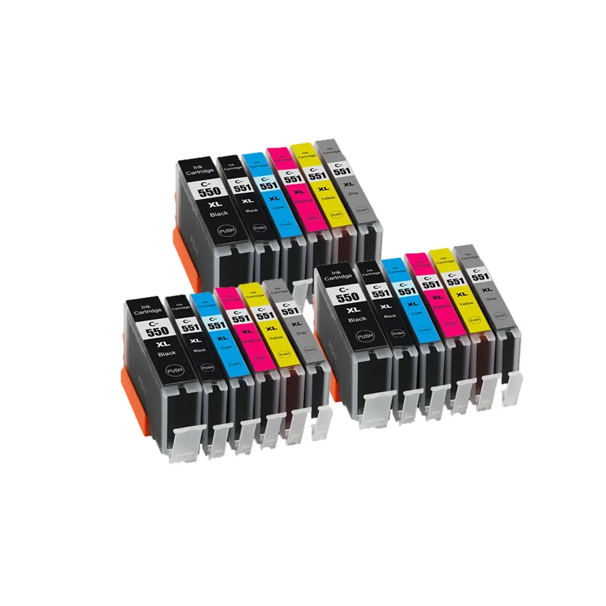 

PGI-550 550 CLI-551 BK C M Y GY compatible ink cartridge For canon PIXMA MG6350 MG7150 IP8750 printer