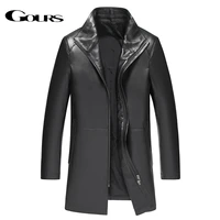 gours winter genuine leather jacket for men fashion brand leather black sheepskin long jackets and coats warm new arrival 4xl