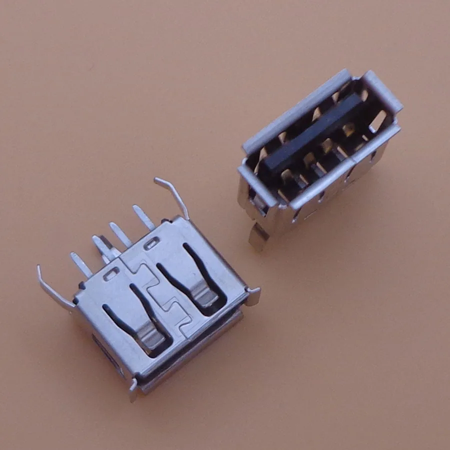 Плоский (100 градусов) гнездовой разъем USB PCB типа A 180 шт./лот 3 ножки + 4