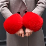 Серебристый Новые зимние настоящие манжеты из лисьего меха зимняя одежда рукав аксессуары Простые атмосферные рукава рука кольцо защита - Цвет: Серебристый