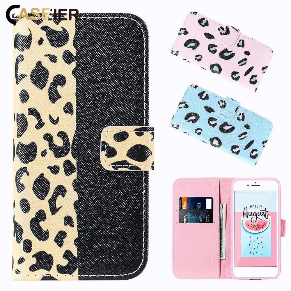 Caseier Leopard карманы для карт чехол iPhone XR XS MAX 7 8 Телефон 6 6s Plus плюс X с памяти