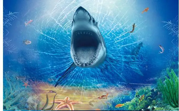 Фотообои на заказ 3d настенные фрески обои 3 d великие белые акулы бумаги для