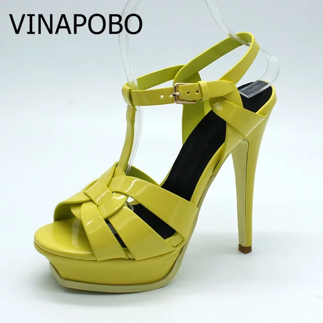 VINAPOBO из высококачественной натуральной кожи босоножки на высоком каблуке Для женщин пикантная обувь женская обувь nudel обувь Свадебные Вечерние туфли на платформе