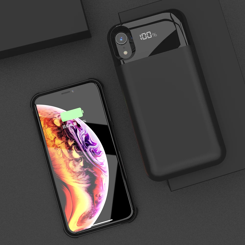 Чехол-аккумулятор LINGCHEN для iPhone X/XS XR 5000/5500 мАч умный чехол с цифровым дисплеем