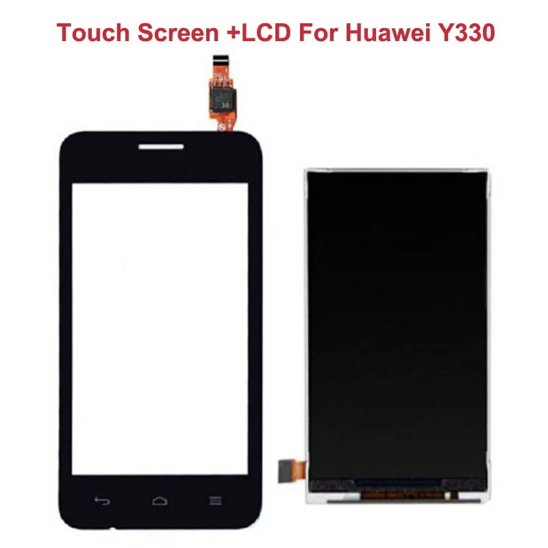 Черный ЖК-дисплей панель экрана для huawei Ascend Y330 U00 U01+ 4," сенсорный экран дигитайзер стекло сенсор Замена сборки
