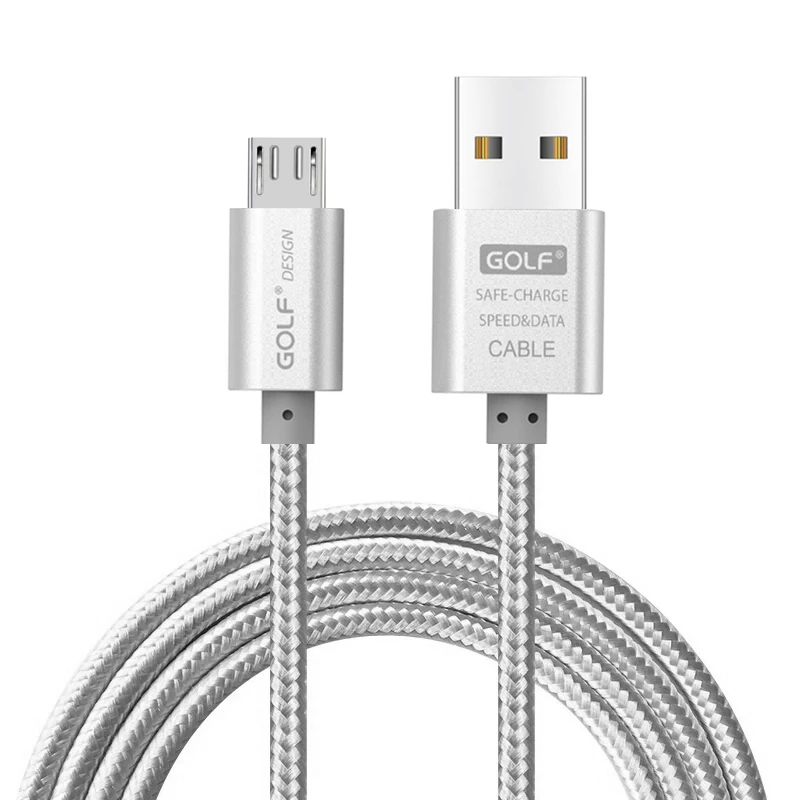 Golf Micro usb кабель для передачи данных для samsung Galaxy S7 S6 Edge+ S4 Note 4 LG G3 G4 V10 Honor 6 7 7C 8X Android Phone usb зарядный кабель - Цвет: Silver