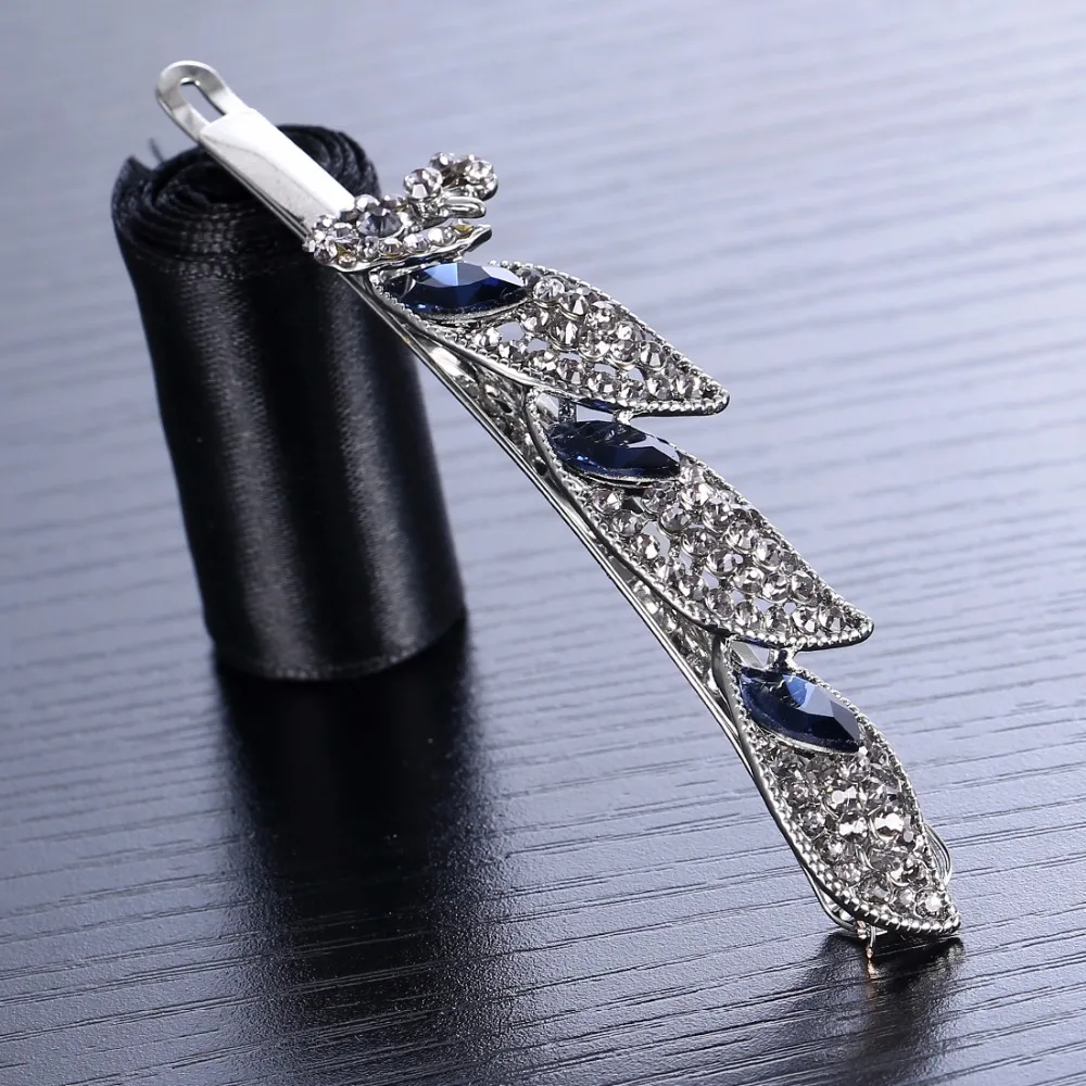 Винтажные заколки для волос с павлином темно синие аксессуары длиной 9 см 2016