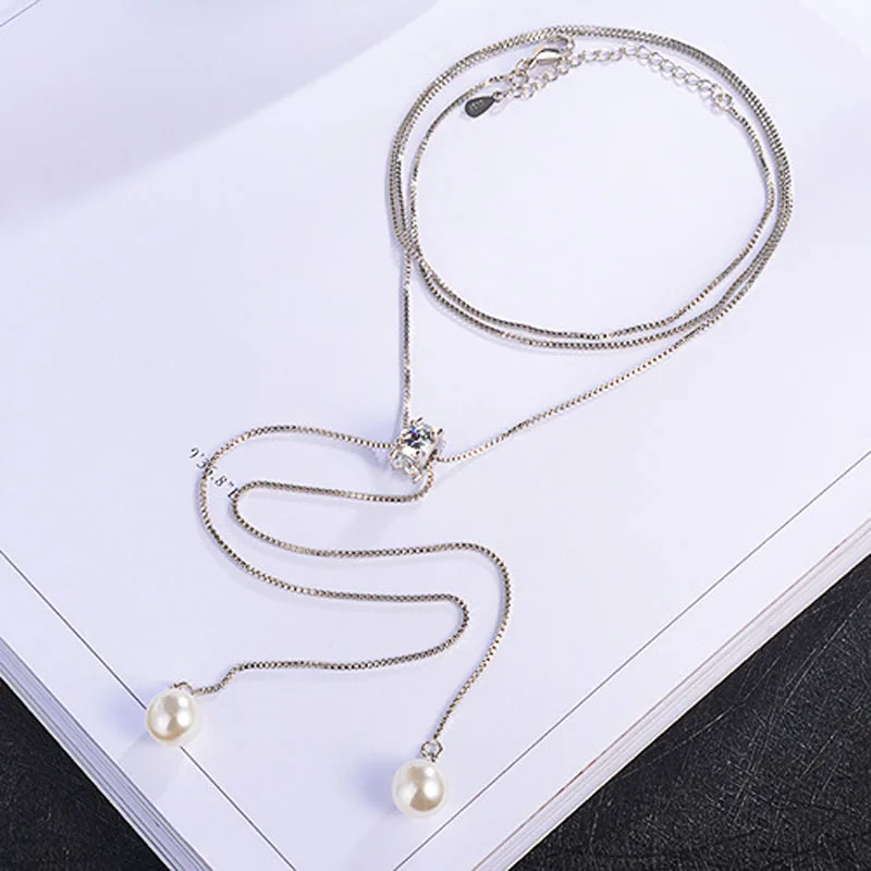 2021 новые модные женские туфли 925 серебро Цвет Tassel Pendant Стразы Длинная цепочка