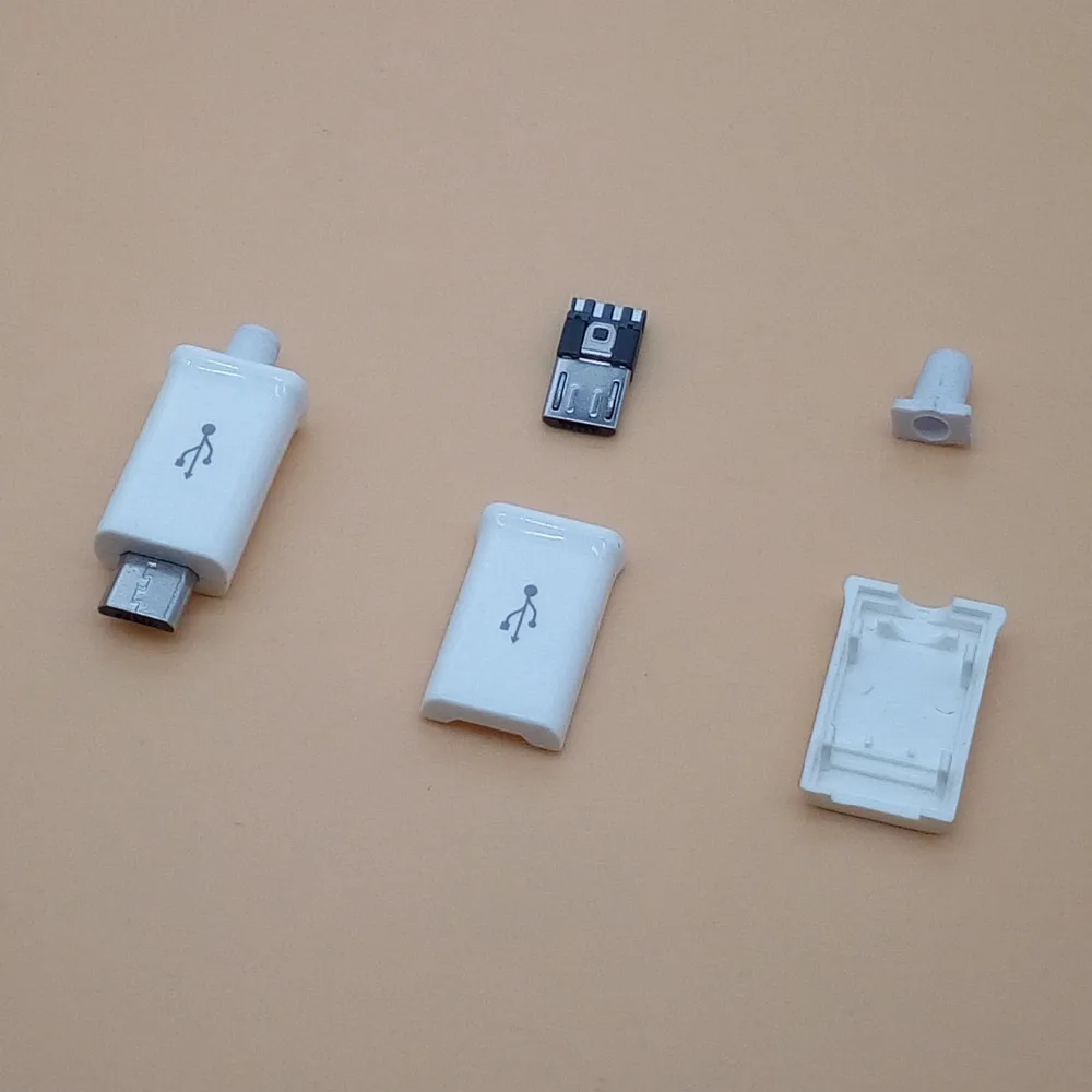 10 комплектов 5 штырьков Micro USB штекер типа папа черный/белый зарядный разъем 4 в 1
