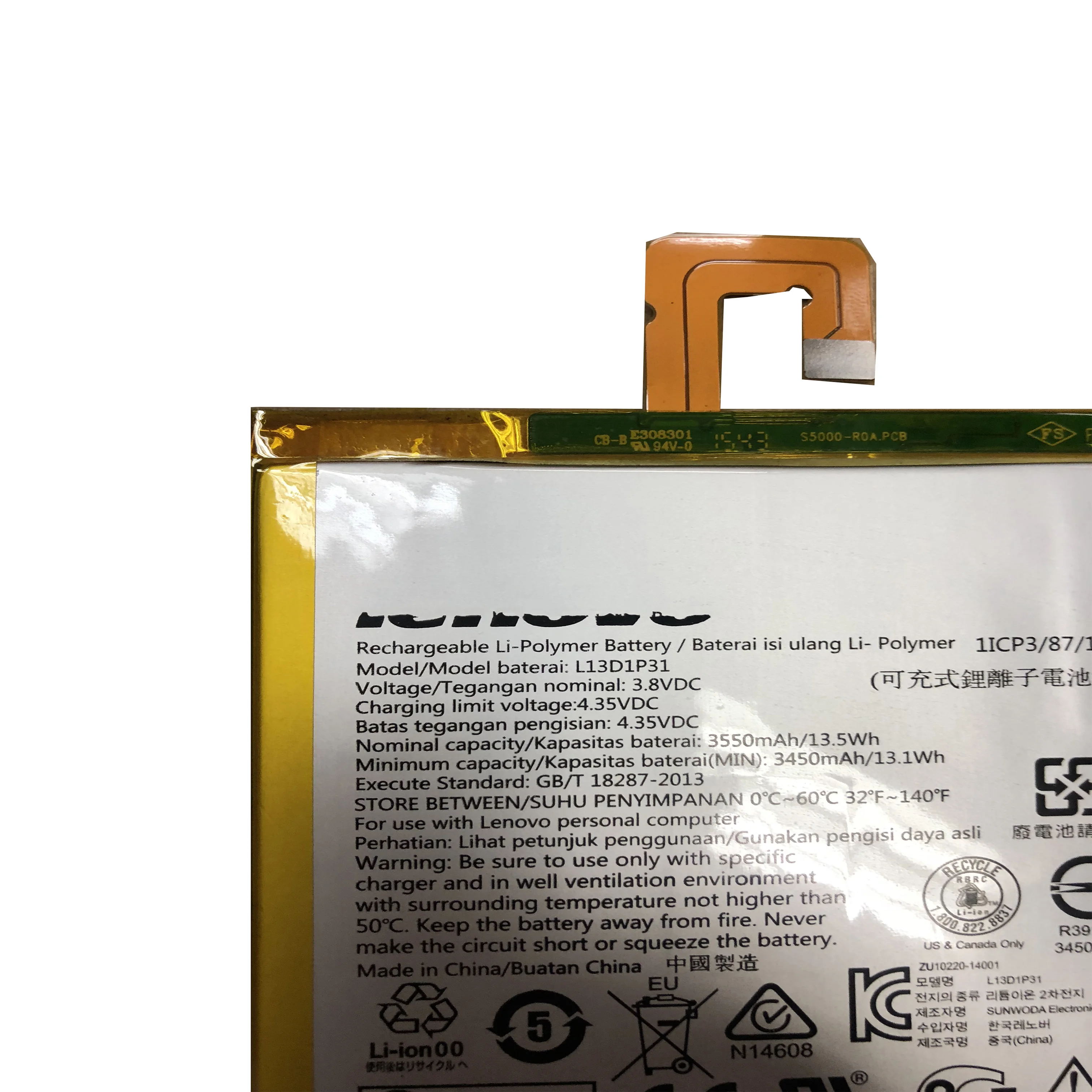 Оригинальный аккумулятор 3 8 в 3450 мАч L13D1P31 для Lenovo Pad A3500 S5000 S5000-H tab3 7 TB3 710i 710F tab 2 A7 |