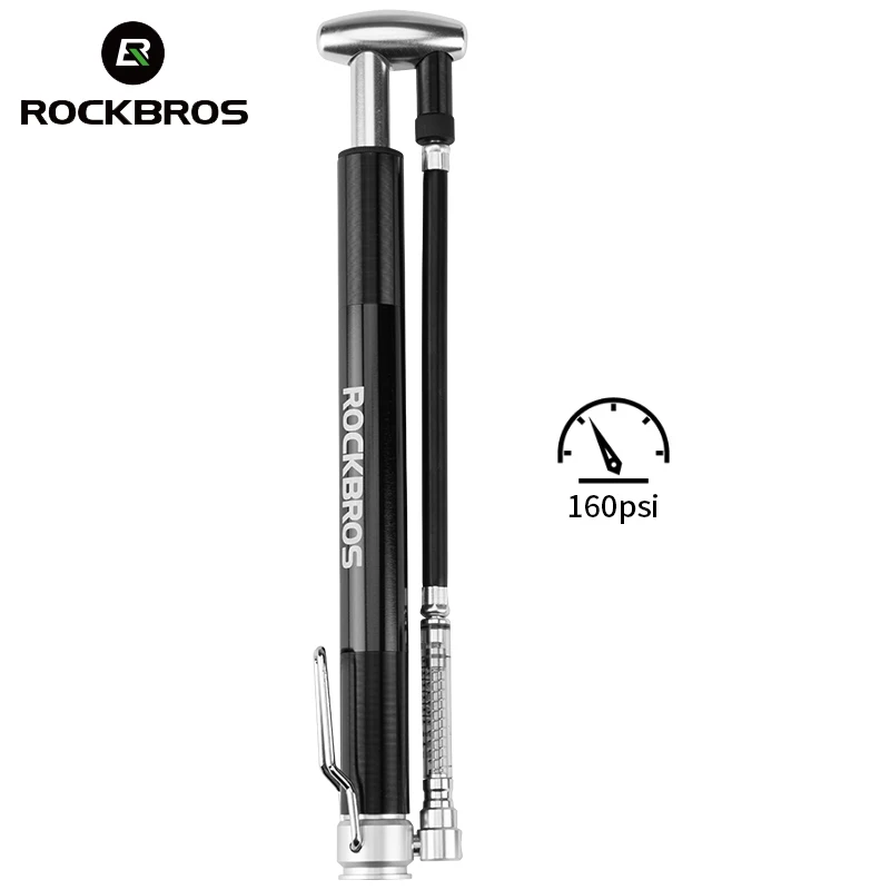 ROCKBROS, мини напольный велосипедный насос, безопасный клапан Presta и Schrader, высокое давление 160 фунтов/кв. дюйм, велосипедный насос, велосипедный манометр, насос