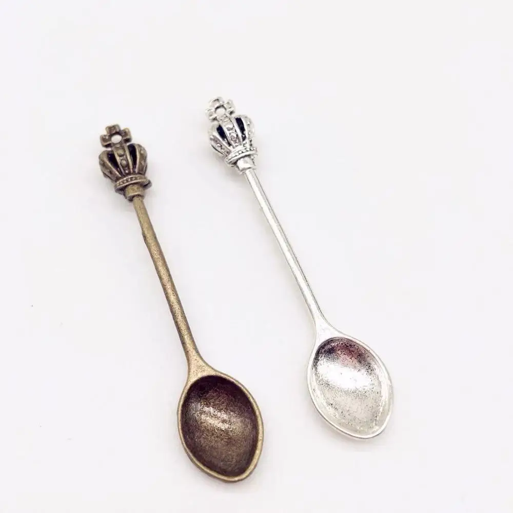

Vintage 6 pcs Crown Spoon charms fit DIY handmade necklace earring bracelet charms Jewelry Making