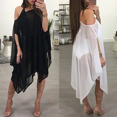 Women Swimwear Beachwear Bikini Set Cover-Ups Solid Color Beach Wear Ladies Summer Dress | Женская одежда