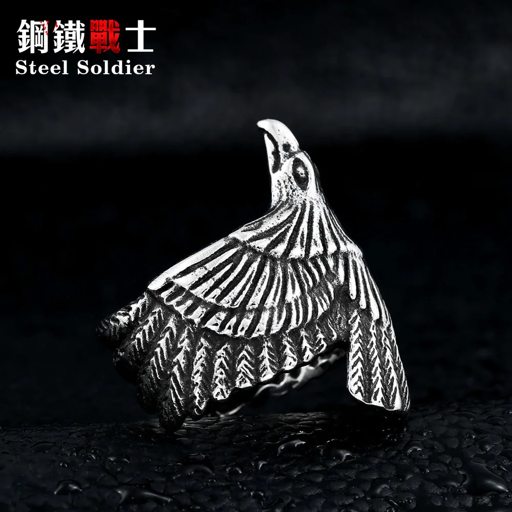 steel color Стальное солдатское уникальное Ювелирное кольцо из нержавеющей стали Байкерский Орел мужское высококачественное ювелирное изделие - Цвет основного камня: steel color