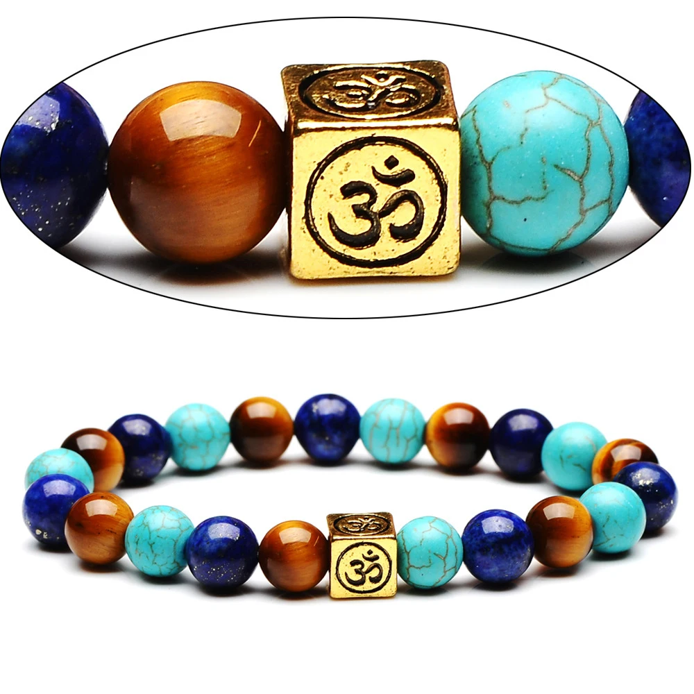 

JUJIE Chakras Multicolor Nature Stone Bracelets Lovers Bracelets Bangles Yoga Healing Balance Beads Jewelry