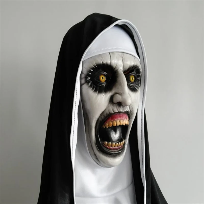 Латексная Маска для Хэллоуина Conjuring 2 головной убор карнавальный мяч Nun Terror Ghost Mask