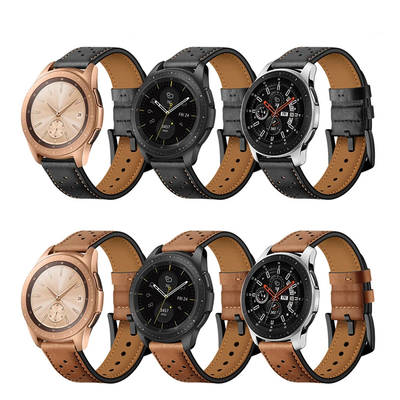 Кожаный ремешок для часов 20 мм 22 мм для samsung Galaxy Watch 46 мм gear S3 S2 быстросъемный ремешок для часов samsung Galaxy Watch 42 мм