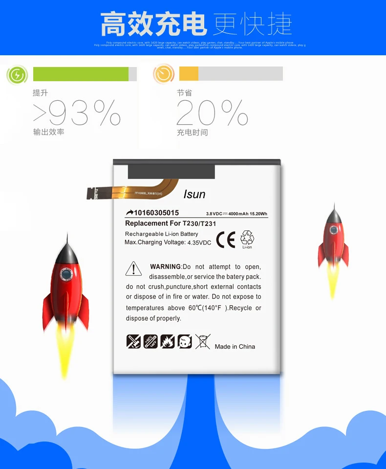 ISUN 5 шт./лот 4000 мАч батарея для Samsung GALAXY TAB 4 7 0 SM T230 T235 замена батареи|battery for samsung|battery
