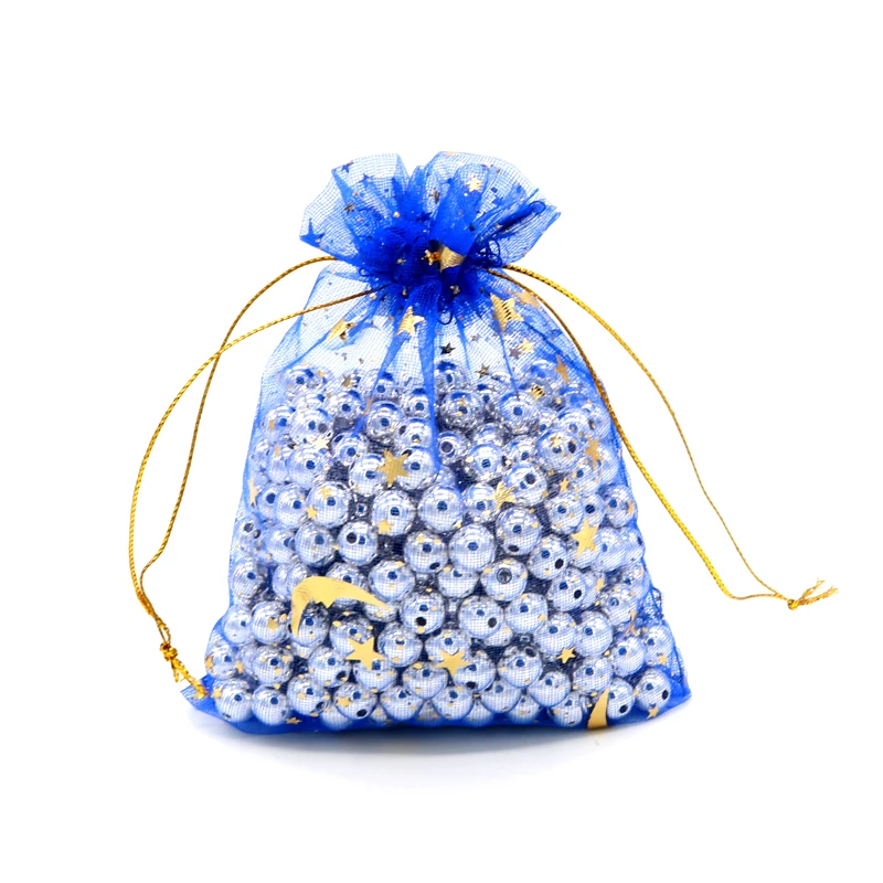 

Маленькие сумки из органзы, 100 шт./лот, 7x9, 9x12 см, свадебные сувениры с Луной и звездой, мешочек на шнурке, Рождественский Подарочный пакет, упа...