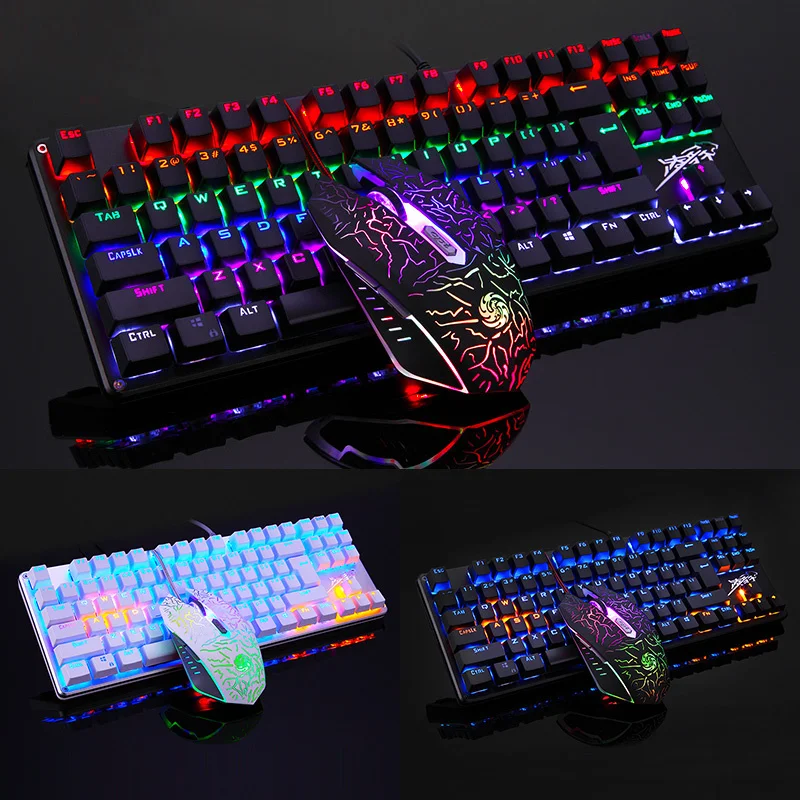 Компьютерная игровая механическая клавиатура с 9 светодиодными режимами мышь