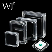 acrylic glass top gem box white black showcase gemstone casket diamond display stand holder necklace storage organizer case