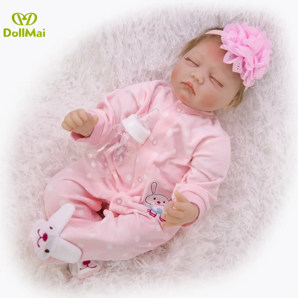 22 &quot55 см Bebe силиконовые reborn хлопок Тело Поддельные Новорожденные девочка куклы