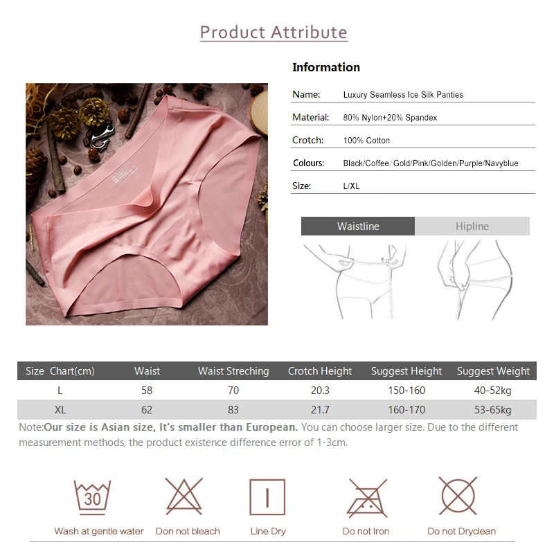 

3pcs/lot, Seamless Ice Silk Panties Sexy Underwear Women Transparent Panties For Girls Bikini Panty Plus Size Mid-rise Briefs