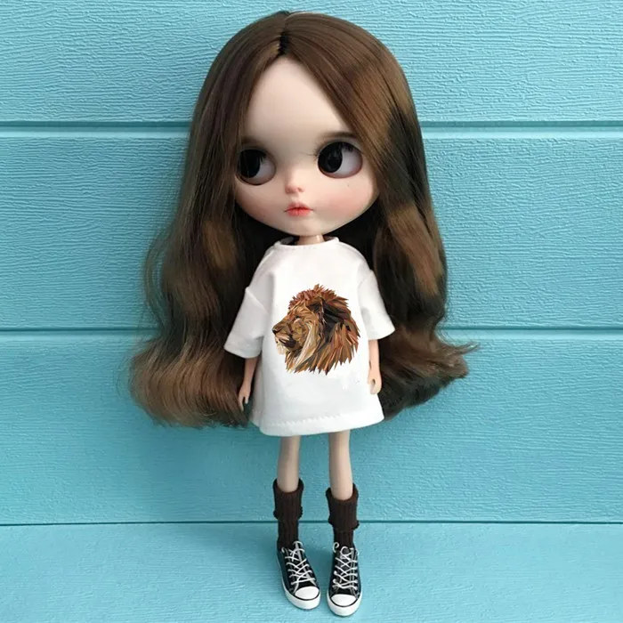 Одежда для кукол Blyth 1 шт. белая футболка милая картонная pullip Momoko obistu licca 1/6 Барби |