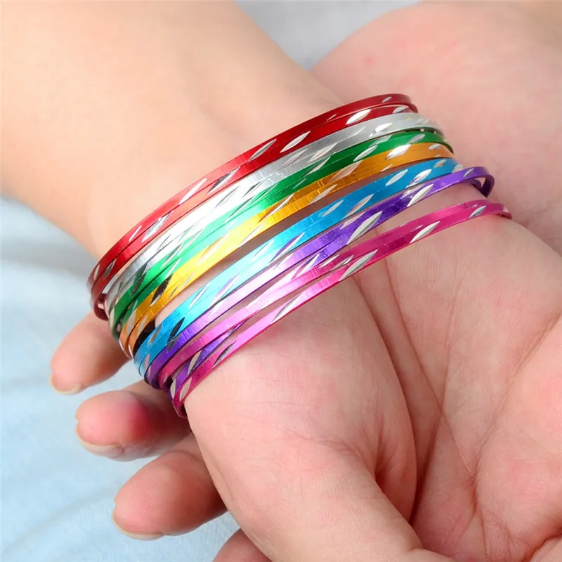 50 шт./лот красочный индийский танцевальный браслет из Алюминиевой Проволоки