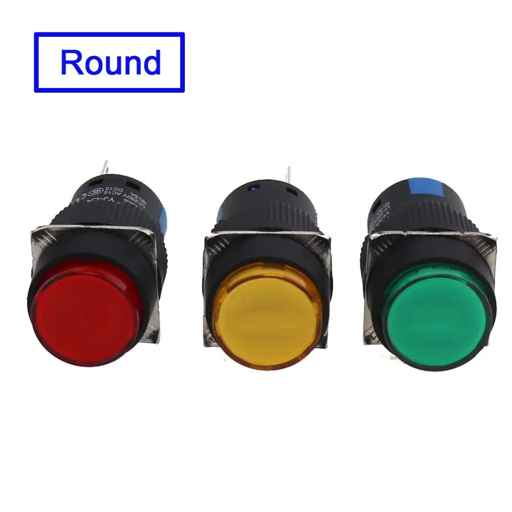 16mm LED Push Button Switch round square Rectangular shape switches momentary Self locking 12V 24V 110V 220V lamp button | Обустройство