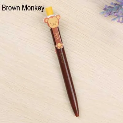 Brown Monkey Милые шариковые ручки Kawaii, школьные и офисные принадлежности, забавные мультяшные животные, кот, Бабочка, обезьяна и лягушка, радужные канцелярские принадлежности для студентов - Цвет: Brown Monkey