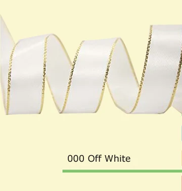 

1/8" inch(3mm) satin ribbons with gold metallic edge 35 colors in stock