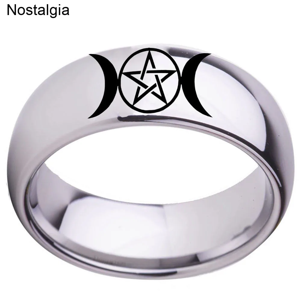 WICCA кольцо с тройной луной богиня панк языческая пентаграмма луна для мужчин и