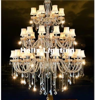 european modern 34 arms luxury three layers crystal chandelier d130cm h165cm e14 top k9 champagne crystal hotel hall lighting