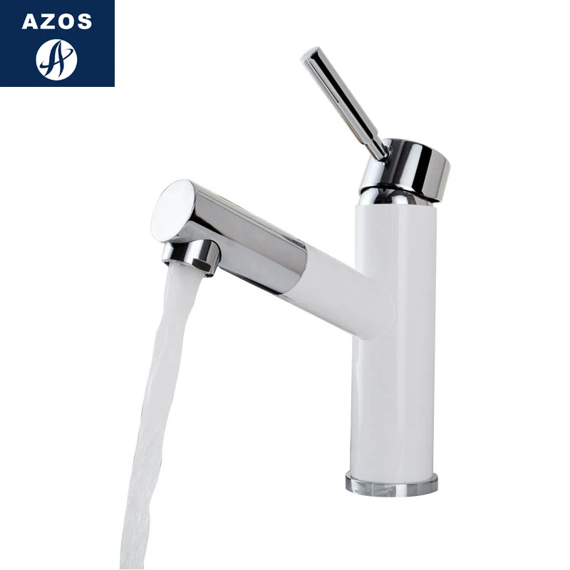 Azos смеситель для умывальника выдвижной умывальник латунный Белый Переключатель