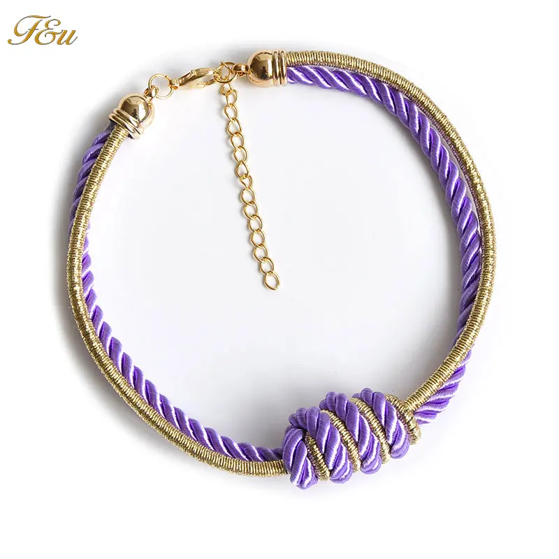 Multicolor Round Braided Rope Hemp Choker Necklace For Women Bohemia Hand knot Accessories Statement Jewelry | Украшения и