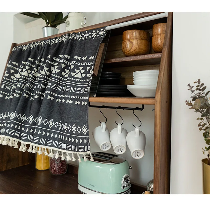 DUNXDECO короткий занавес для кухни, двери, половина Cortinas, современный, Богемия, белый, черный, геометрический, Rideau, украшение комнаты