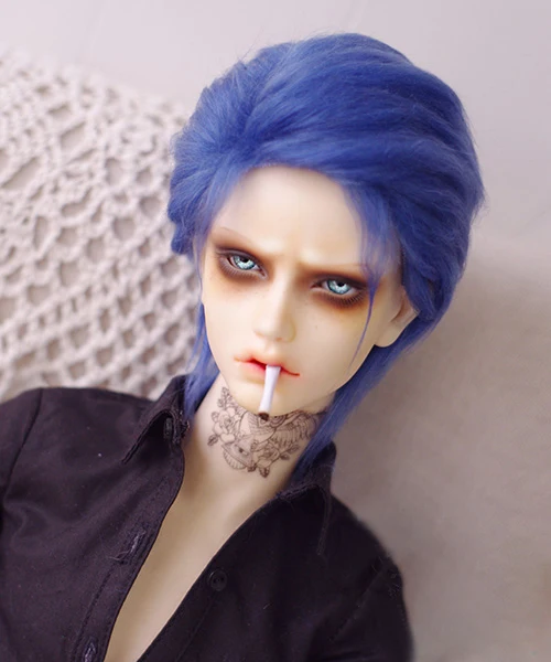 BJD кукла натуральный мех парик для 1/3 1/4 1/6 BJD кукла синий средней длины прямые волосы мех парики - Цвет: blue