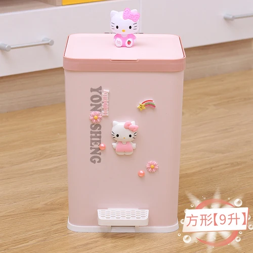 7L/9L мультяшная Милая мусорная корзина hello kitty с педалью для дома гостиной спальни кухонная корзина для мусора с крышкой пластиковое ведро розового цвета - Цвет: A