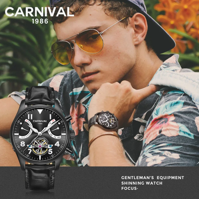 Часы наручные Carnival Sport Мужские автоматические брендовые Роскошные
