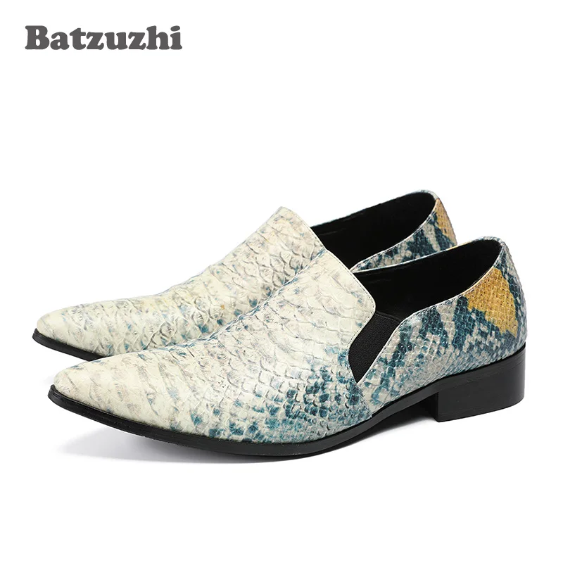 Batzuzhi итальянские Модные мужские классические туфли из кожи питона деловые