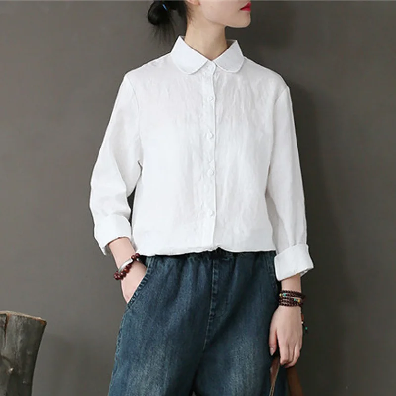 Женская блузка SCUWLINEN однотонная с длинным рукавом универсальная на каждый день