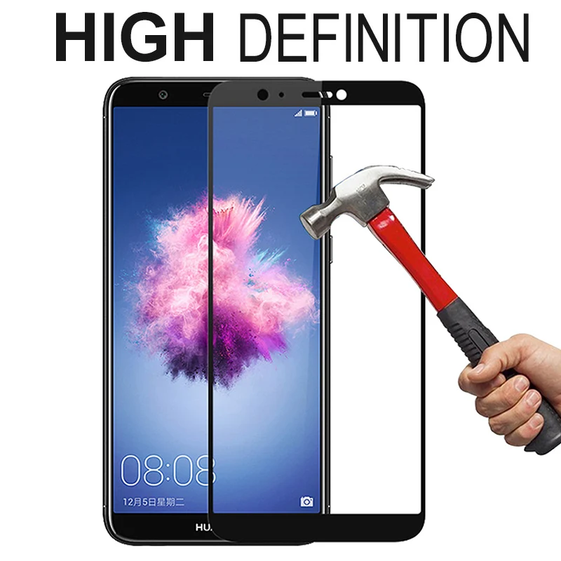 4D Полное покрытие экрана протектор для huawei P Защитное стекло для смартфонов пленка 9H 3D изогнутый защитный Enjoy 7S PSmart FIG-AL00 5,65 дюймов