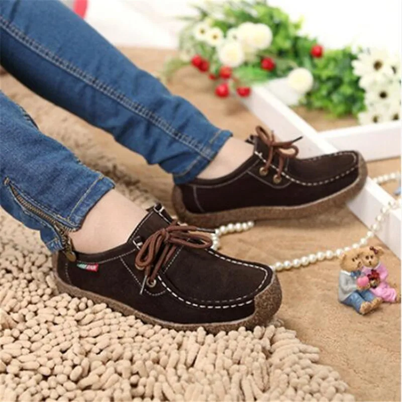 

Women Flats Genuine Leather Loafers Lace Up Folding Moccasins Foldable Casual Shoes Ladies Square Toe Female Zapatos Mujer