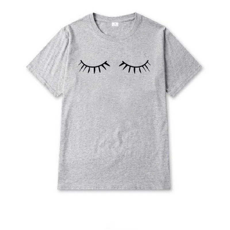 2018 Harajuku футболка женская с принтом ресниц Camisetas Mujer плюс размер мягкая хлопковая