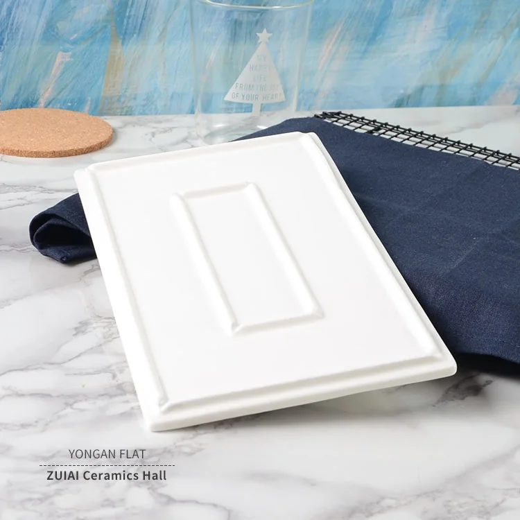 

Ceramic tableware Affirmative disc plate Western-style food baking cake plate rectangular flat plate Japanese Sushi Platter