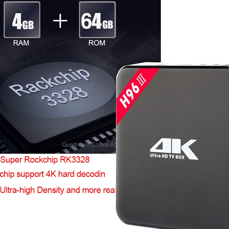 H96 III ТВ приставка на Android RK3328 4 Гб ОЗУ 32 ПЗУ USB 3 0 2 ГГц WiFi BT4.0 медиаплеер k HD Смарт PK
