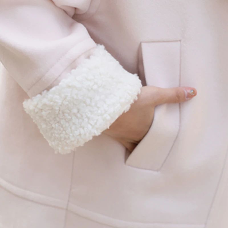 Модные теплые шерсти овечки Мягкий Сгущает шерстяные пальто 2017 Для женщин