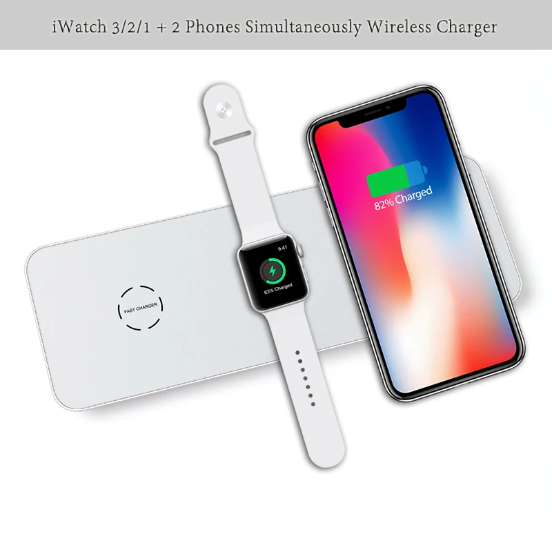 VRURC 3 в 1 QC 0 Быстрый Беспроводной Зарядное устройство для iPhone X 8 Plus Apple Watch 2 4 Qi