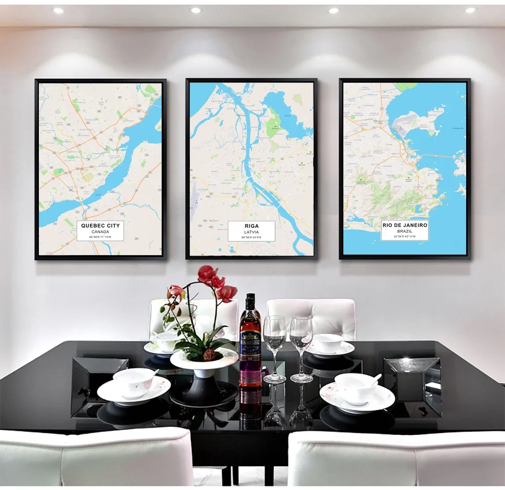 QUEBEC CITY Riga Rio de Janeiro Poster Canvas Art Prints Painting Wall Picture for Children Living Room Decor | Дом и сад